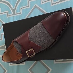 Men's Burgundy and Gray Leather Oxfords